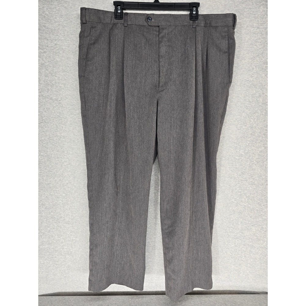 Barrington Mens Pleated Dress Pants 44x30 Gray Brown Heather Trousers Business